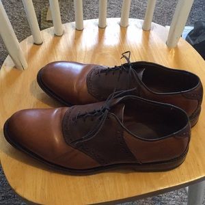 Allen Edmonds Shelton two tone brown saddle shoes